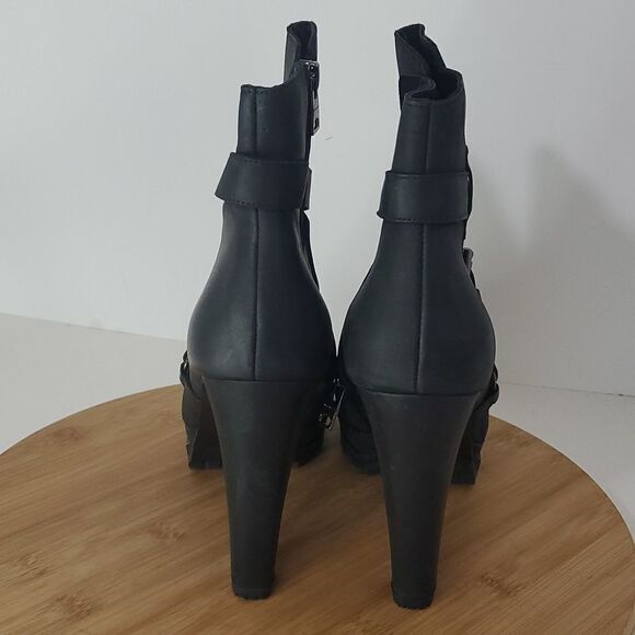 All Saints Aden Black Leather Ankle Heeled Boots Buckle Detail Women's EU 40 - Picture 5 of 14